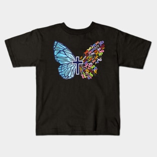All Cancer Matters Awareness Butterfly Cross All Ribbons Kids T-Shirt